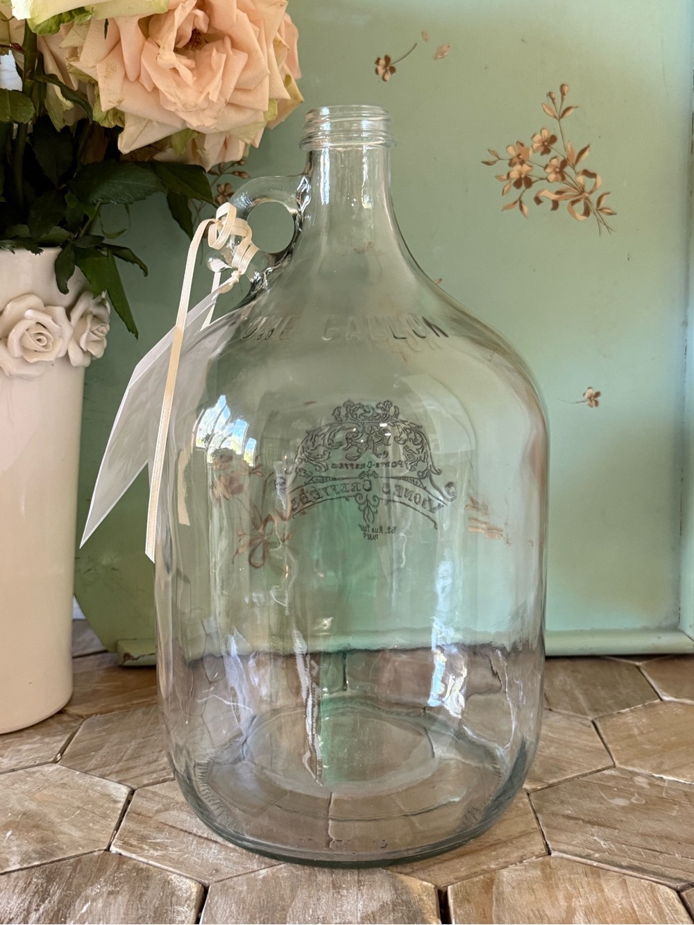 French Vintage Style Cellar Bottle,
1-Gallon, Paris Decor, French Floral Tag - Picture 6 of 6